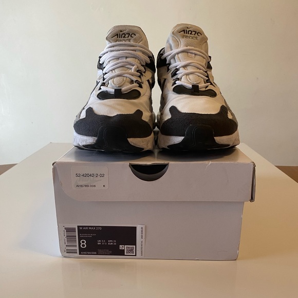 Nike Air Max 270 React Shoes White Black Oreo Men Size 8 - Picture 10 of 11